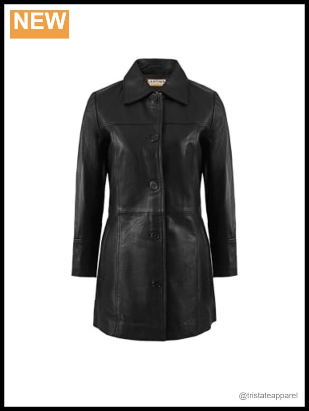 Women's Lambskin Leather Car Coat Classic 3/4 Length Overcoat